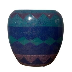 Studio Art Pottery Vohann of California Southwest Blue Purple Green Vase Decor